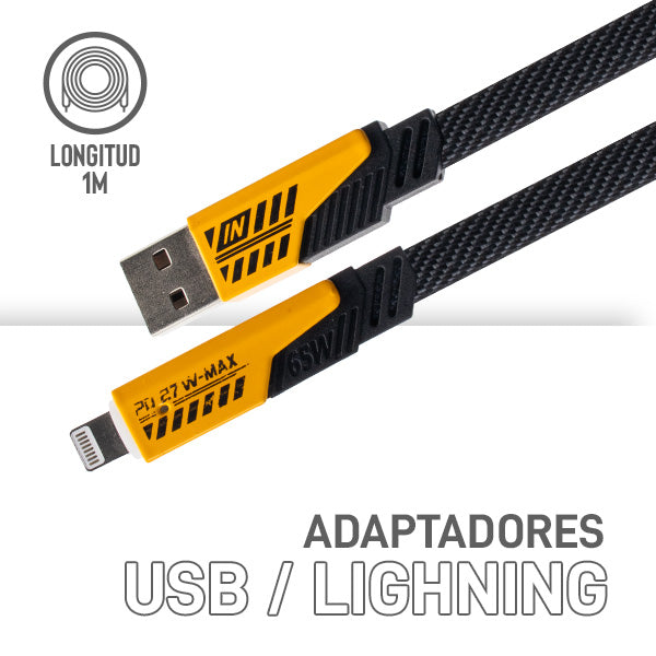 Cable 4 en 1 USB, Tipo C y Lightning de 65W + 27W, 1 m