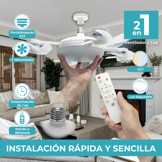 Lámpara-Ventilador con 4 cabezas y diseño de dron 60W