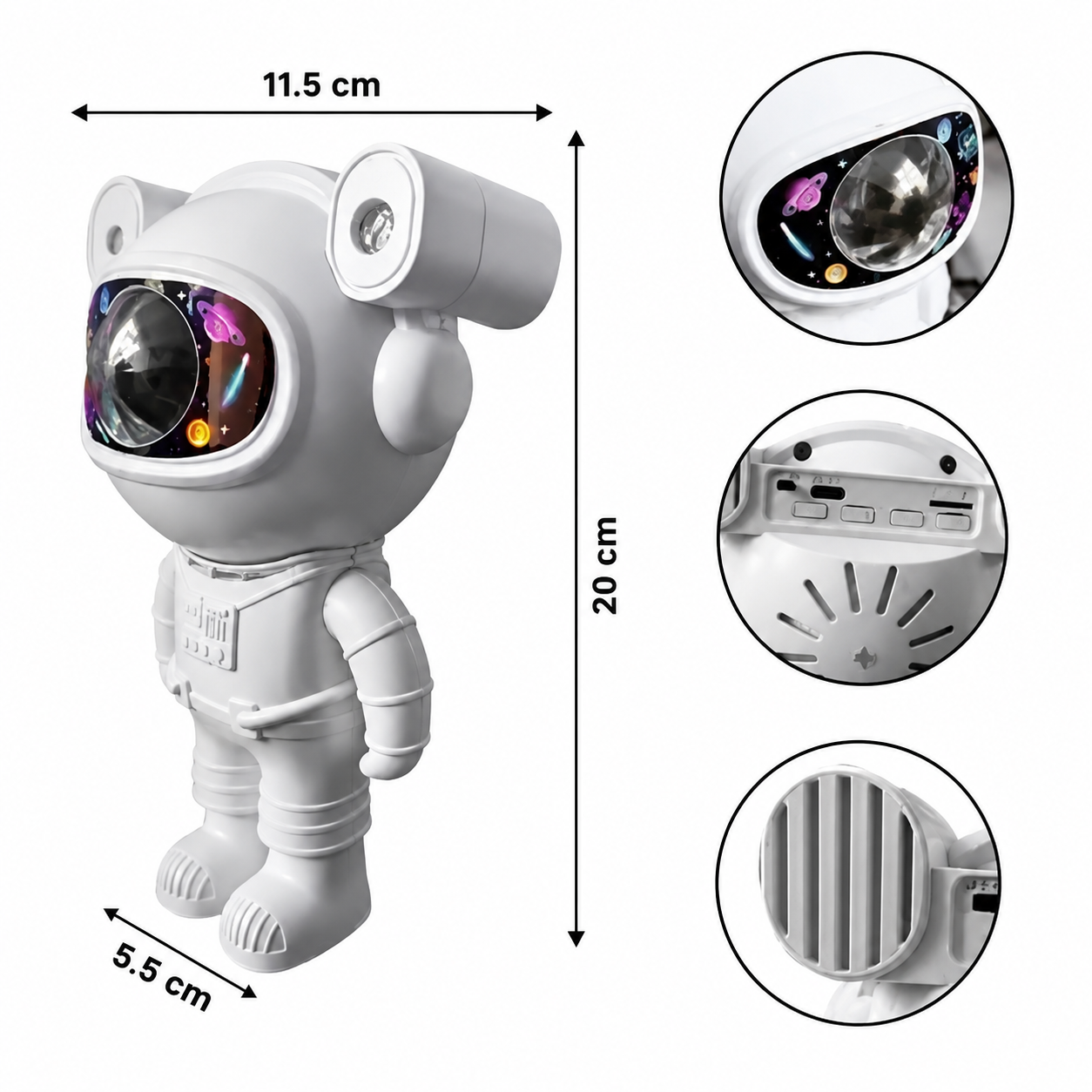 Astronauta proyector estrellas galaxia y parlante bluetooth