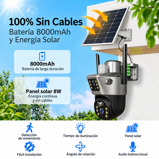 Cámara doble lente wi-fi solar 12465