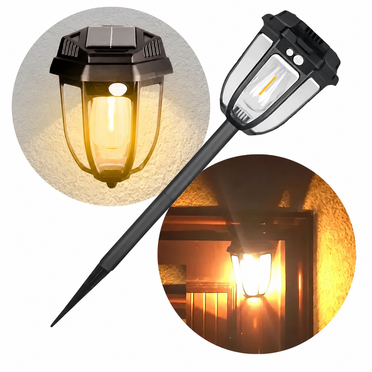Farol solar 2 en 1 para pared y estaca